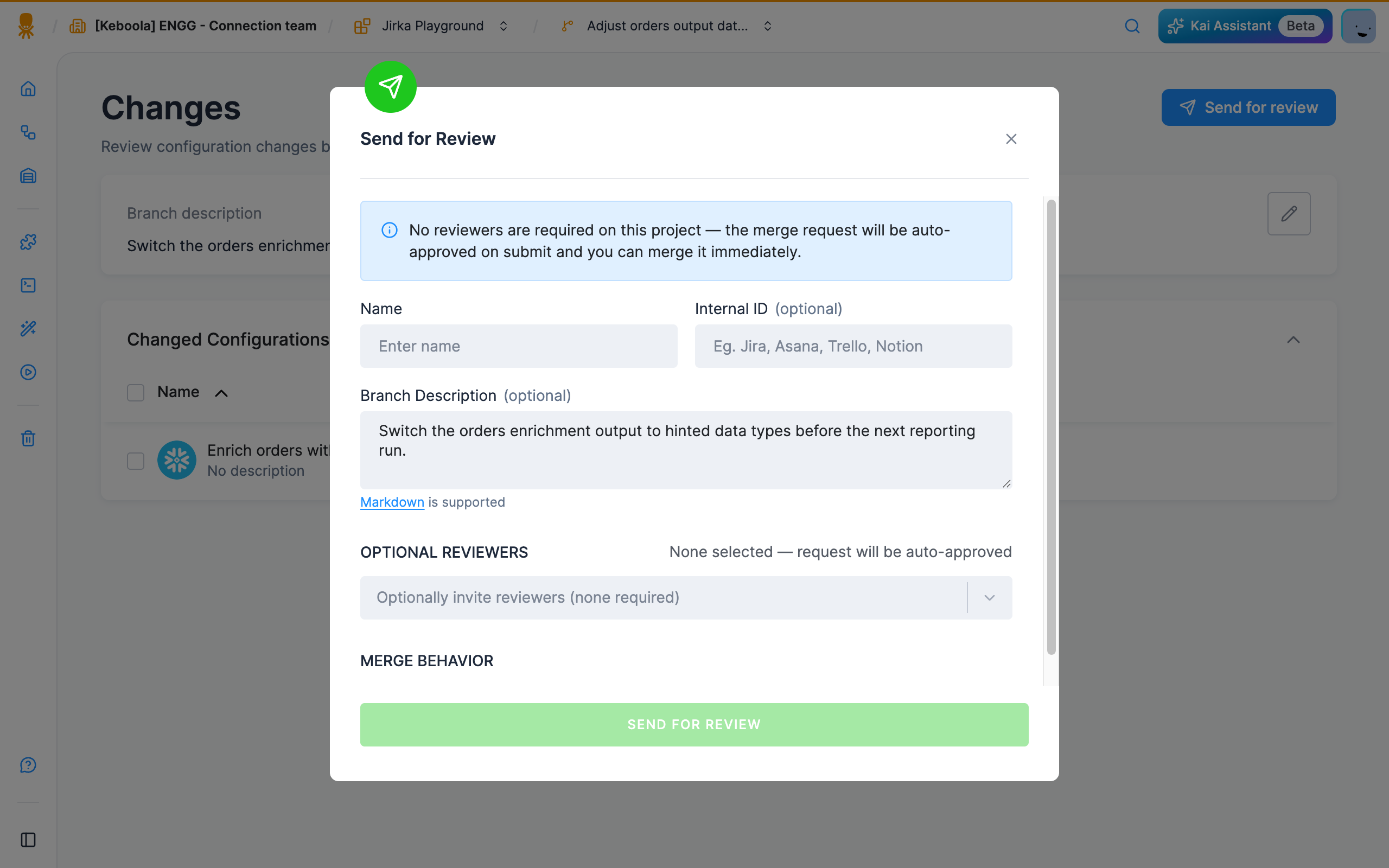Screenshot - Send for review dialog